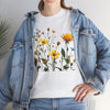 Wildflowers and a Yellow Rose, Graphic T-Shirts for Women, Floral Shirt, Womens Short Sleeve, Ladies Graphic Tees #5009TTS