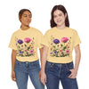 Wildflowers and Pink/Violet Roses, Graphic T-Shirts for Women, Floral Shirt, Womens Short Sleeve, Ladies Graphic Tees #5101TTS