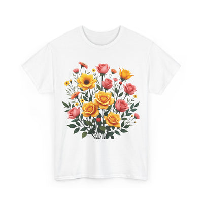 Wildflowers and Pink & Yellow Roses, Graphic T-Shirts for Women, Floral Shirt, Womens Short Sleeve, Ladies Graphic Tees #5139TTS