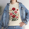 Wildflowers and Pink & Red Roses, Graphic T-Shirts for Women, Floral Shirt, Womens Short Sleeve, Ladies Graphic Tees #5134TTS