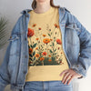 Wildflowers and Orange Roses, Graphic T-Shirts for Women, Floral Shirt, Womens Short Sleeve, Ladies Graphic Tees #5046TTS