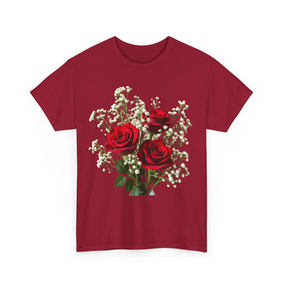Wildflowers and Red Roses, Graphic T-Shirts for Women, Floral Shirt, Womens Short Sleeve, Ladies Graphic Tees #5127TTS
