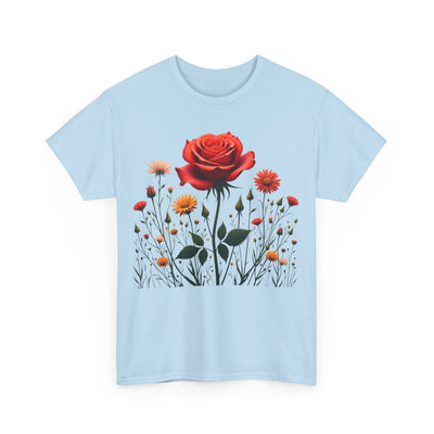 Wildflowers and a Red Rose, Graphic T-Shirts for Women, Floral Shirt, Womens Short Sleeve, Ladies Graphic Tees #5007TTS