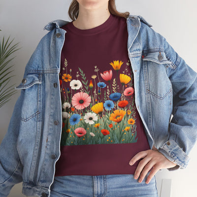 Wildflowers, Graphic T-Shirts for Women, Floral Shirt, Womens Short Sleeve, Ladies Graphic Tees #5108TTS