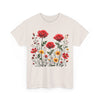 Wildflowers and Red Roses, Graphic T-Shirts for Women, Floral Shirt, Womens Short Sleeve, Ladies Graphic Tees #5034TTS