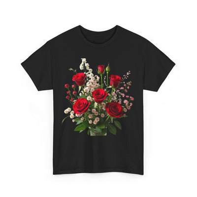 Wildflowers and Red Roses, Graphic T-Shirts for Women, Floral Shirt, Womens Short Sleeve, Ladies Graphic Tees #5130TTS