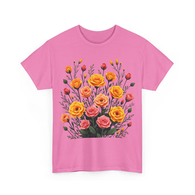Wildflowers and Pink & Yellow Roses, Graphic T-Shirts for Women, Floral Shirt, Womens Short Sleeve, Ladies Graphic Tees #5140TTS