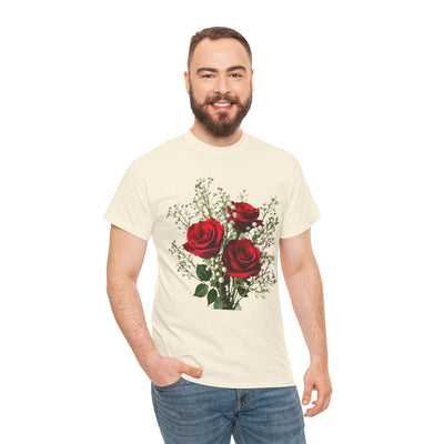 Wildflowers and Red Roses, Graphic T-Shirts for Women, Floral Shirt, Womens Short Sleeve, Ladies Graphic Tees #5127TTS