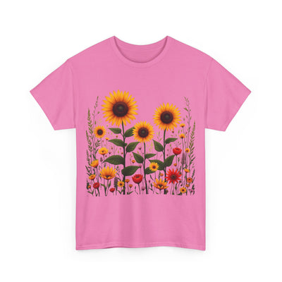 Sunflowers & Wildflowers, Graphic T-Shirts for Women, Floral Shirt, Womens Short Sleeve, Ladies Graphic Tees #5154TTS