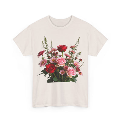 Wildflowers and Red & Pink Roses, Graphic T-Shirts for Women, Floral Shirt, Womens Short Sleeve, Ladies Graphic Tees #5132TTS