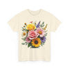 Wildflowers and Pink & Yellow Roses, Graphic T-Shirts for Women, Floral Shirt, Womens Short Sleeve, Ladies Graphic Tees #5145TTS