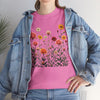 Wildflowers and Pink Roses, Graphic T-Shirts for Women, Floral Shirt, Womens Short Sleeve, Ladies Graphic Tees #5023TTS