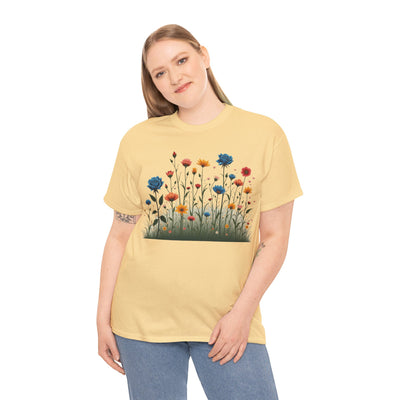 Wildflowers and Blue Roses, Graphic T-Shirts for Women, Floral Shirt, Womens Short Sleeve, Ladies Graphic Tees #5050TTS