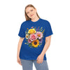 Wildflowers and Pink & Yellow Roses, Graphic T-Shirts for Women, Floral Shirt, Womens Short Sleeve, Ladies Graphic Tees #5145TTS