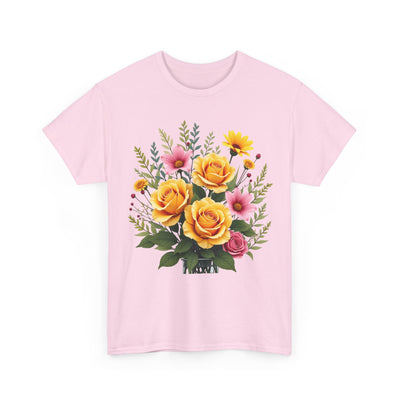 Wildflowers and Yellow Roses, Graphic T-Shirts for Women, Floral Shirt, Womens Short Sleeve, Ladies Graphic Tees #5135TTS