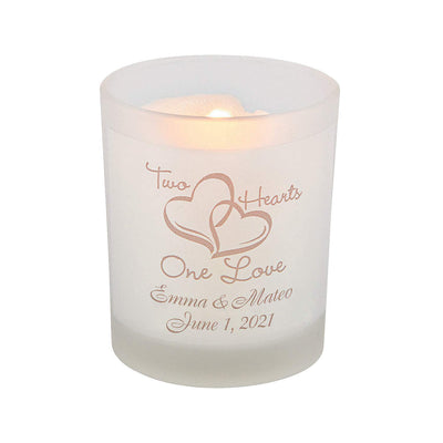 Fun Express Candle Holders - Personalized Two Hearts Candle Votives Holders for Every Occasion - 12 PCS Glass Votive Candle Holders with 12 Personalized Stickers - Make Memories with Premium Quality