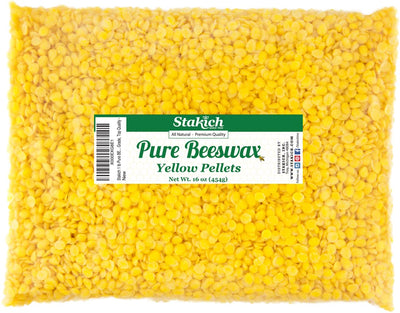 Stakich Pure Yellow Beeswax Pellets - Natural, Cosmetic Grade, Premium Quality - (40 Pounds in 1 Pound Bags)