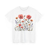Wildflowers and Pink Roses, Graphic T-Shirts for Women, Floral Shirt, Womens Short Sleeve, Ladies Graphic Tees #5015TTS