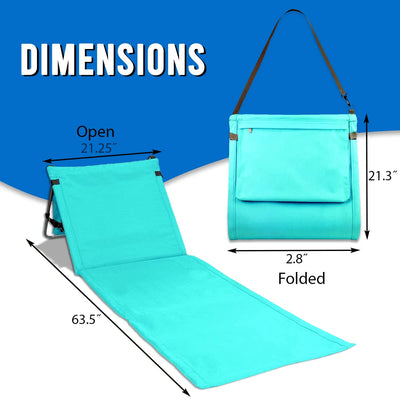Bo Toys Portable Beach Mat Lounge Chair and Tote (Plain Blue)