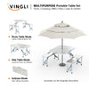 VINGLI 4Ft Folding Camping Picnic Table with Seats/Umbrella Hole-265 Lbs Support That Lightweight and Fold Up Card Suitcase Table Aluminum Alloy Frame, RV Tabletop with Soft Handl