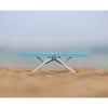 Maarch Small Beach Table for Sand Foldable, Plastic Folding Beach Tray Table, Portable Mini Low Picnic Camping Table, Light Blue