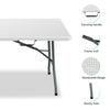 WGCTEK 6 Foot Plastic Folding Table,Portable Picnic Table Outdoor for Camping,Party,Wedding,Picnic,with Lock,Handle - White