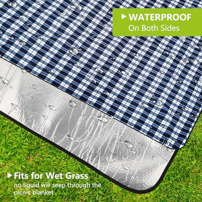 Picnic Blanket,Picnic Blanket Waterproof Foldable with 3 Layers Material,Extra Large Picnic Blanket Picnic Mat Beach Blanket 118.1"x78.7" for Camping Beach Park Hiking Fireworks,Larger & Thicker