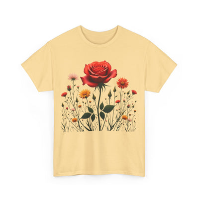 Wildflowers and a Red Rose, Graphic T-Shirts for Women, Floral Shirt, Womens Short Sleeve, Ladies Graphic Tees #5007TTS