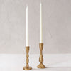 Antique Brass Handcrafted Iron Taper Candle Holders - Set of 2 Decorative Candlesticks for Weddings, Dining, and Parties