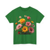 Wildflowers and Pink & Yellow Roses, Graphic T-Shirts for Women, Floral Shirt, Womens Short Sleeve, Ladies Graphic Tees #5147TTS