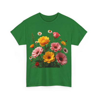Wildflowers and Pink & Yellow Roses, Graphic T-Shirts for Women, Floral Shirt, Womens Short Sleeve, Ladies Graphic Tees #5147TTS