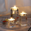 OwnMy Crystal Candle Holders Set of 3, Crystal Tea Light Candle Holders Crystal Votive Candlestick Holders, Glass Candle Stand Candle Centerpieces for Home Decoration for Wedding, 6x5cm-10x5cm-14x5cm