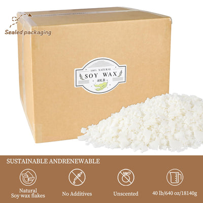 Natural Soy Wax for Candle Making 40 lb Bag Soy Wax Flakes,DIY Candle