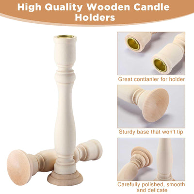 Tanlade 16 Pcs Wooden Candle Holders Set for Taper Candles Farmhouse Unfinished Wood Boho Candle Sticks Holder Rustic Candlestick Holder Stand for Fireplace Dining Table Centerpiece