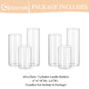 Glasseam Hurricane Glass Candle Holders Set of 6, Clear Cylinder Candle Holders for Pillar Candles, Modern Floating Candles for Centerpieces Vases, Candle Holders for Table Centerpiece, 4"+6"+8"