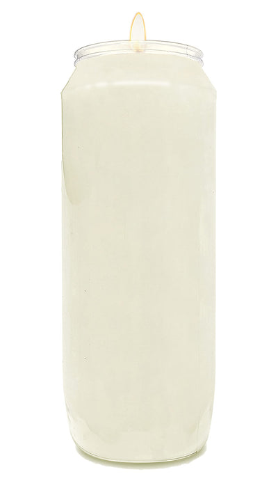 9 Day White Prayer Candles, 10 Pack - 7" Tall Pillar Candles for Religious, Memorial, Party Decor, Vigil and Emergency Use - Vegetable Oil Wax in Plastic Jar Container - by Hyoola