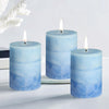 Petristrike Strong Ocean Scented Pillar Candles, 50+ Hrs Long Burning Candles，3 Pack Blue Candles for Home Scented (3x4'')