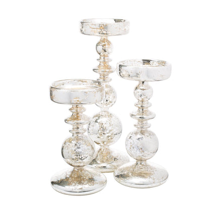 Richland Pillar Candle Holders Unique Mercury Bubble Set of 18