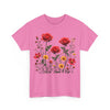 Wildflowers and Red Roses, Graphic T-Shirts for Women, Floral Shirt, Womens Short Sleeve, Ladies Graphic Tees #5034TTS