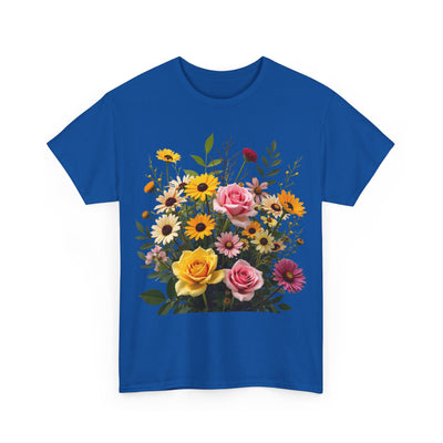 Wildflowers and Pink & Yellow Roses, Graphic T-Shirts for Women, Floral Shirt, Womens Short Sleeve, Ladies Graphic Tees #5150TTS