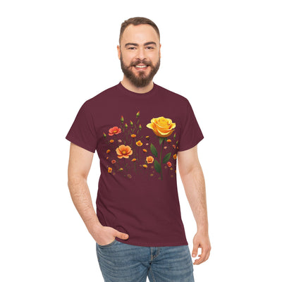Wildflowers and a Yellow Rose, Graphic T-Shirts for Women, Floral Shirt, Womens Short Sleeve, Ladies Graphic Tees #5010TTS