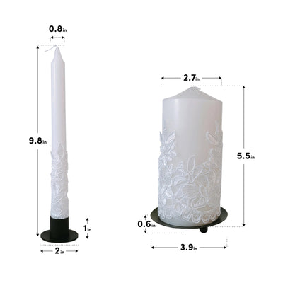 Unity Candles for Wedding Ceremony Set with Holder, Wedding Accessories for Reception Ceremony - Wedding Gifts - Candle Set - 5.5 Inch Pillar and Two 9.8 Inch Tapers