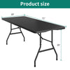 YITAHOME Folding Tables Heavy Duty Folding Table 6ft with Carrying Handle Plastic Fold up Table for Outdoor Camping Picnic Parties/Indoor Events All in Black