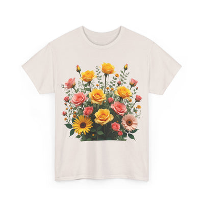 Wildflowers and Pink & Yellow Roses, Graphic T-Shirts for Women, Floral Shirt, Womens Short Sleeve, Ladies Graphic Tees #5141TTS