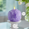 Luminara Lavender Rose Sphere Flameless Candle, Unscented Real Wax LED Candle, Timer, Holiday Decoration Centerpiece (4.25"x4.5")