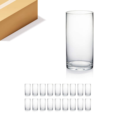 WGVI Quality Thick Weighted Clear Cylinder Glass Vases, 4" W x 8" H, Multiple Size Choices Glass Flower Vase Centerpieces | Hurricane Floating Candle Holder Vase, 18 Pcs