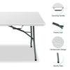 FWTI DEAL 6FT Plastic Folding Table,Portable Foldable Table Outdoor Picnic Table Camping Table for Party,Wedding,Kitchen,BBQ,w/Handle,Lock-White