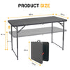 Byliable Folding Table 4 Foot, Portable Plastic Card Heavy Duty Fold-in-Half Small Foldable Table, Indoor Outdoor Adjustable Height Folding Table with Carrying Handle for Picnic, Camping, Party, Grey