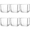 Comrzor Set of 6 Square Glass Vases 4" x 4" x 4", Clear Flower Vase, Plant Terrarium, Candle Holder for Wedding Centerpiece, Office Decorations, Home Décor, Parties and Events