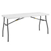 Living and More 5ft Half Folding Table, Portable Tables for Dining Parties Card Picnic Camping, White